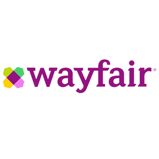 Wayfair logo with colorful logo element on a white background
