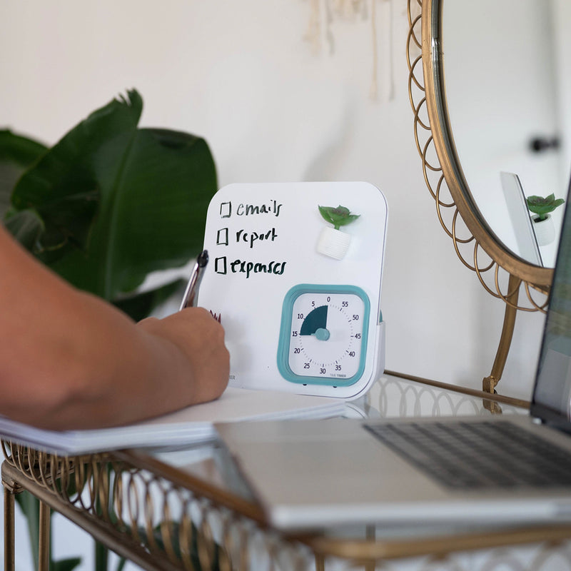 Time Timer® MOD - Home Edition and visual scheduler being used for work from home. 