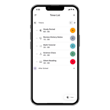 Iphone screenshot on the app of timer lists 