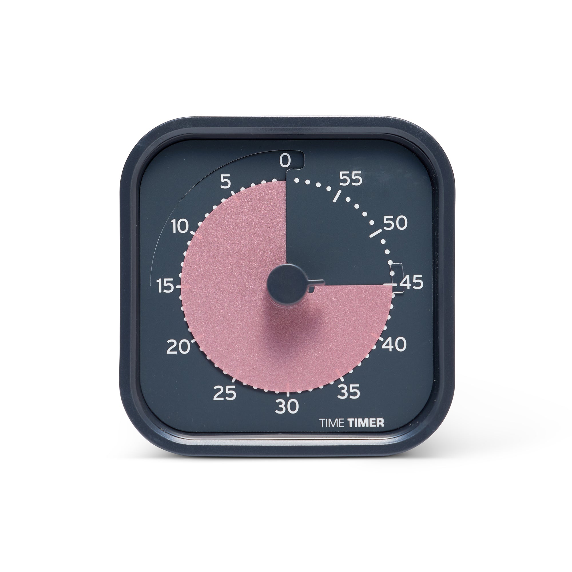 Time timer with pink and blue design on a white background