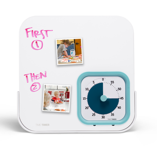 Timer with magnetic board and photos on a white background