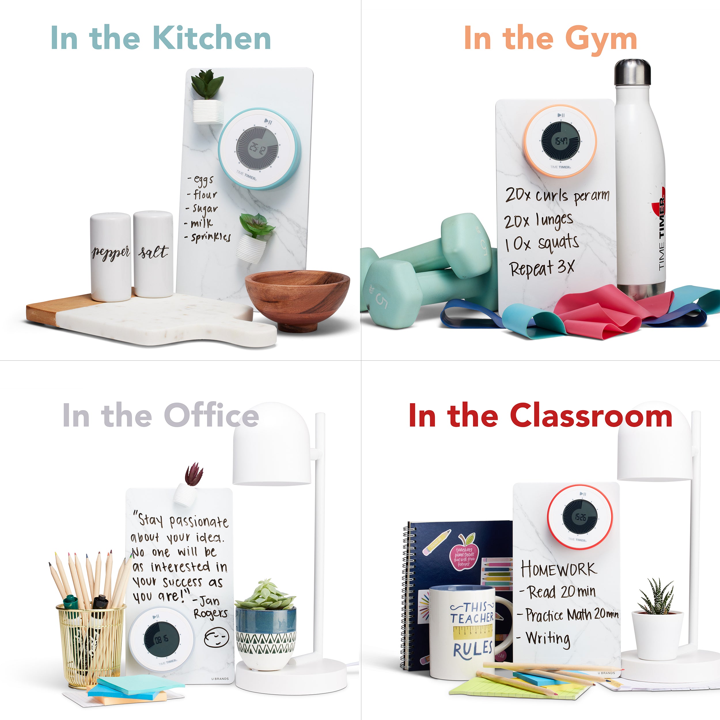 Time Timer TWIST®is great for In the Kitchen, In the Gym, In the office, And In the Classroom 